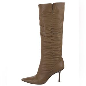 JIMMY CHOO RUCHED LEATHER KNEE BOOTS